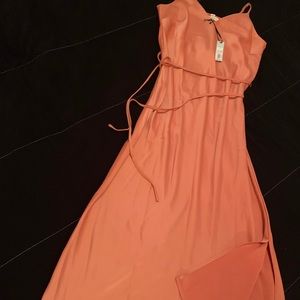 Maxi slip dress with waist cord (long)